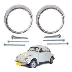 Aro Cromado + Parafuso Farol 3 Furos Fusca 1973 A 1975