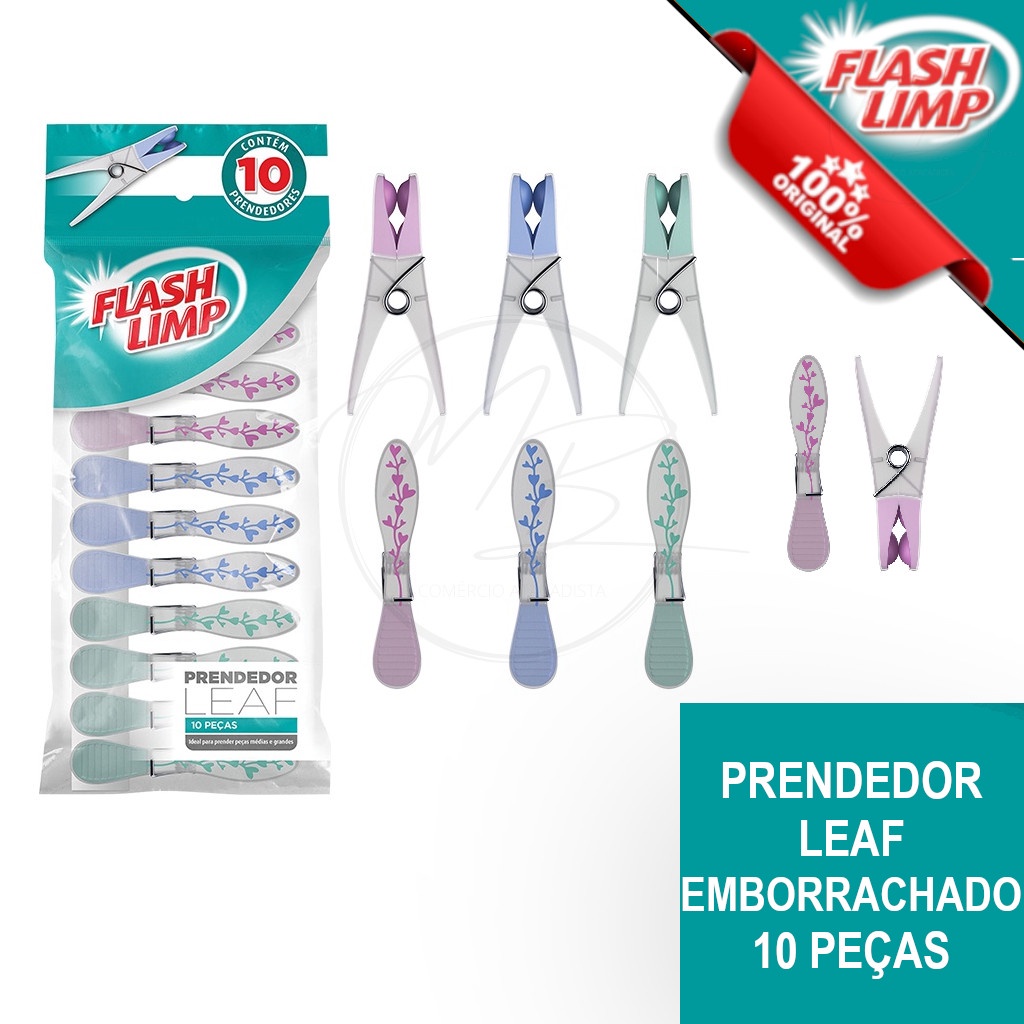Prendedor Leaf Emborrachado 10 Pecas LAV3789 - Flash Limp