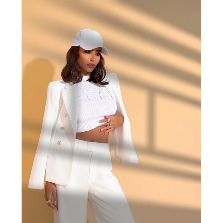 Blazer Feminino Alfaiataria Cores Botões Luxo Moda Elegante