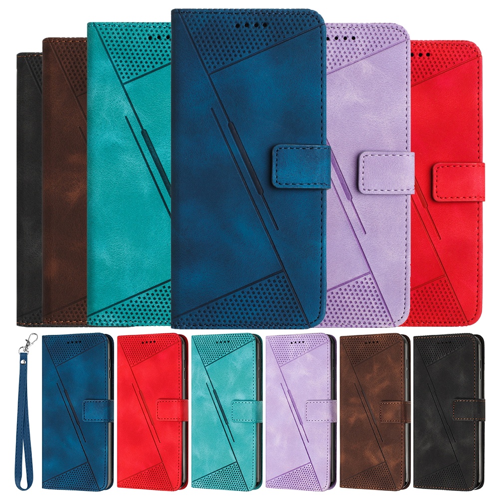 Capa Magnética Para Carteira Samsung Galaxy A04E A04S A14 A24 A05 A05S A15 A25 S23 Ultra S24 FE De Couro Com Porta-Cartões Alças