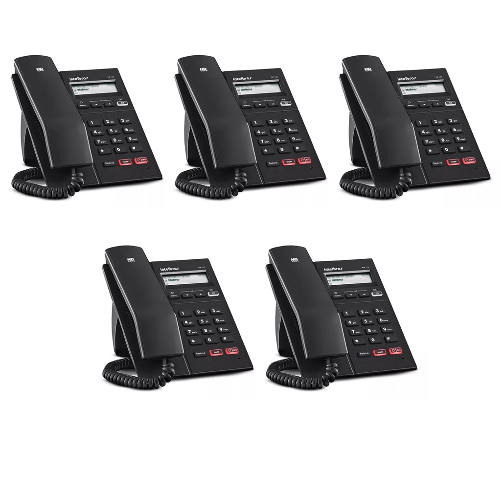 Kit 5 Telefone Voip Ip Tip125i Intelbras Poe Sip 2.0 Audio hd