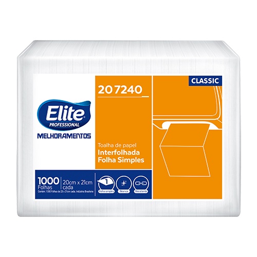 TOALHA DE PAPEL INTERFOLHADO F.SIMPLES ELITE CLASSIC C/ 1000 FOLHAS