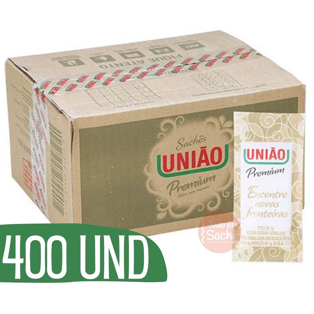 Açucar em Sachê União 5g Refinado Granulado Pacotinho Individual - 400 UNIDADES Revenda em Oferta na Shopee