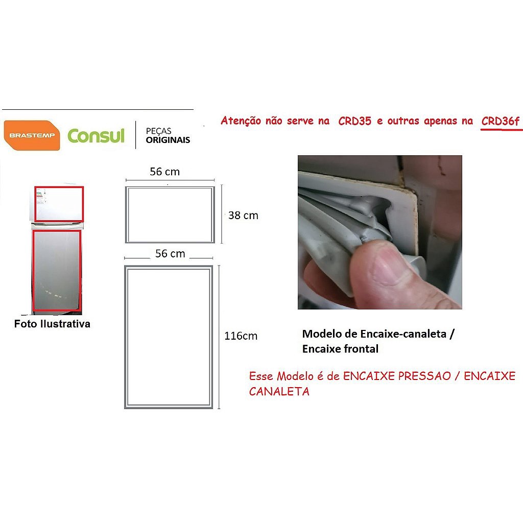 Borracha Para Geladeira Consul Crd36f - 2 Portas