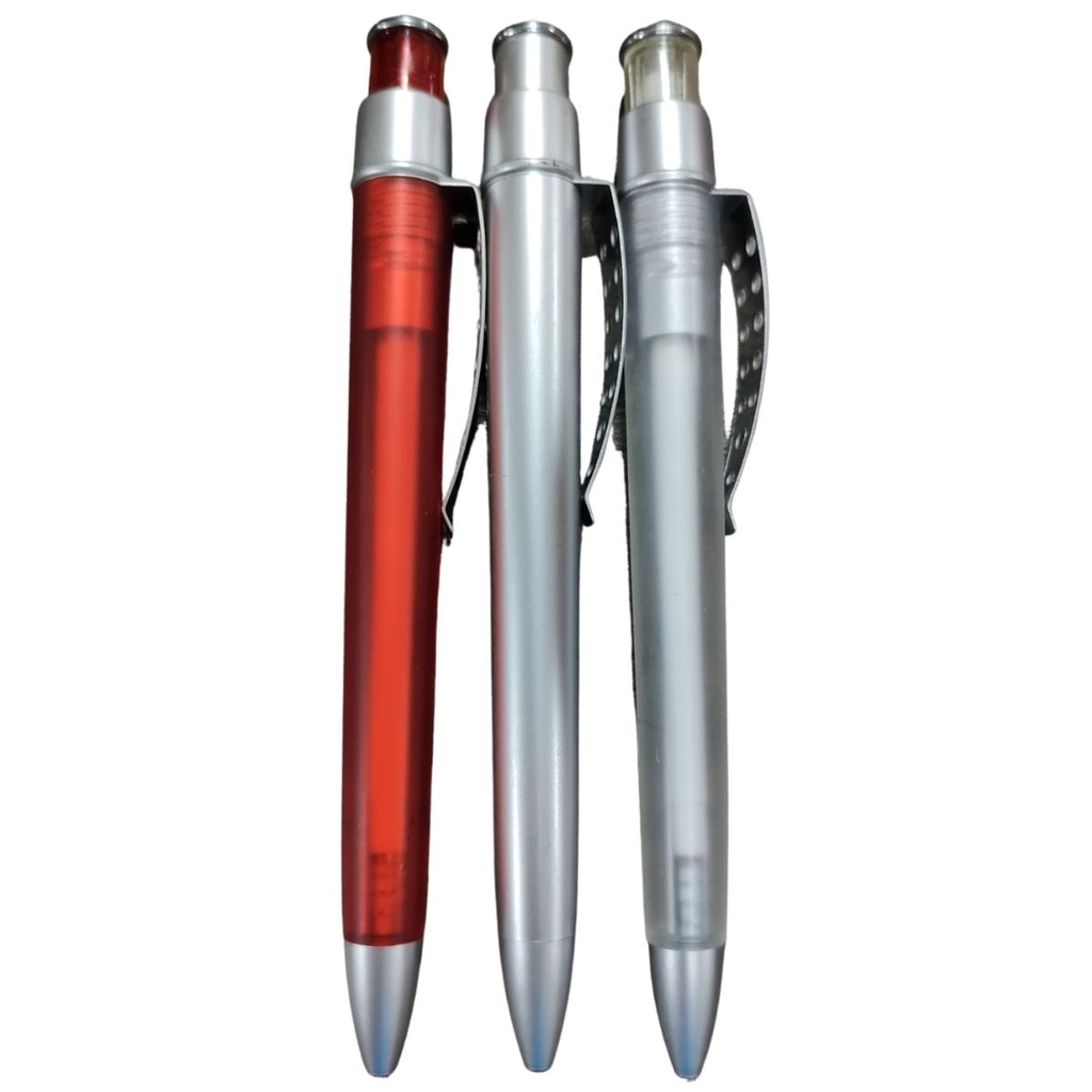 15 Canetas Vermelha Com Tubo Transparente Click Tinta Azul em Oferta na Shopee