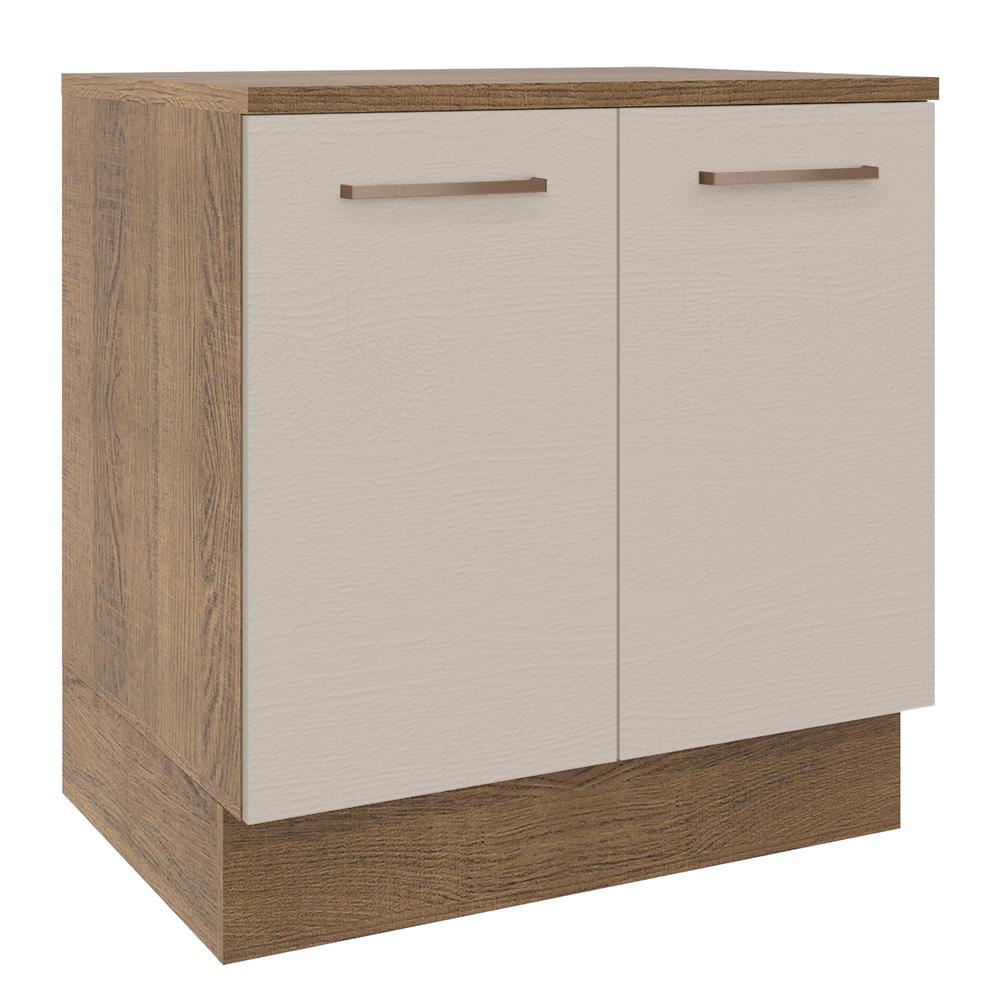 Balcão Armário de Cozinha 80 cm 2 Portas Rustic/Crema Agata Madesa - Home & Living