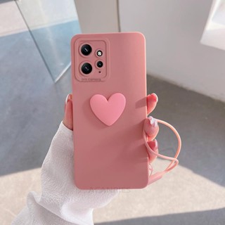 Xiaomi Redmi Nota 12 4G 5G Capa De Silicone Fofo 3D Love Heart On Para Pro Plus 11s Candy Color Lens Proteção Do Pulso Cordão De