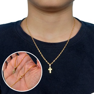 Corrente Folheado Ouro 18k Infantil Juvenil + Pingente Mini Cruz em Oferta na Shopee