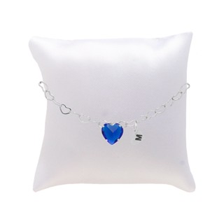 Pulseira Madrinha Azul Folheada Prata Almofada Inicial