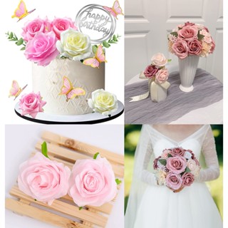 Super Grande Cabeça Rosa 8cm Seda Bolo Flor artificial Decoração Artesanal De Casamento Em Casa