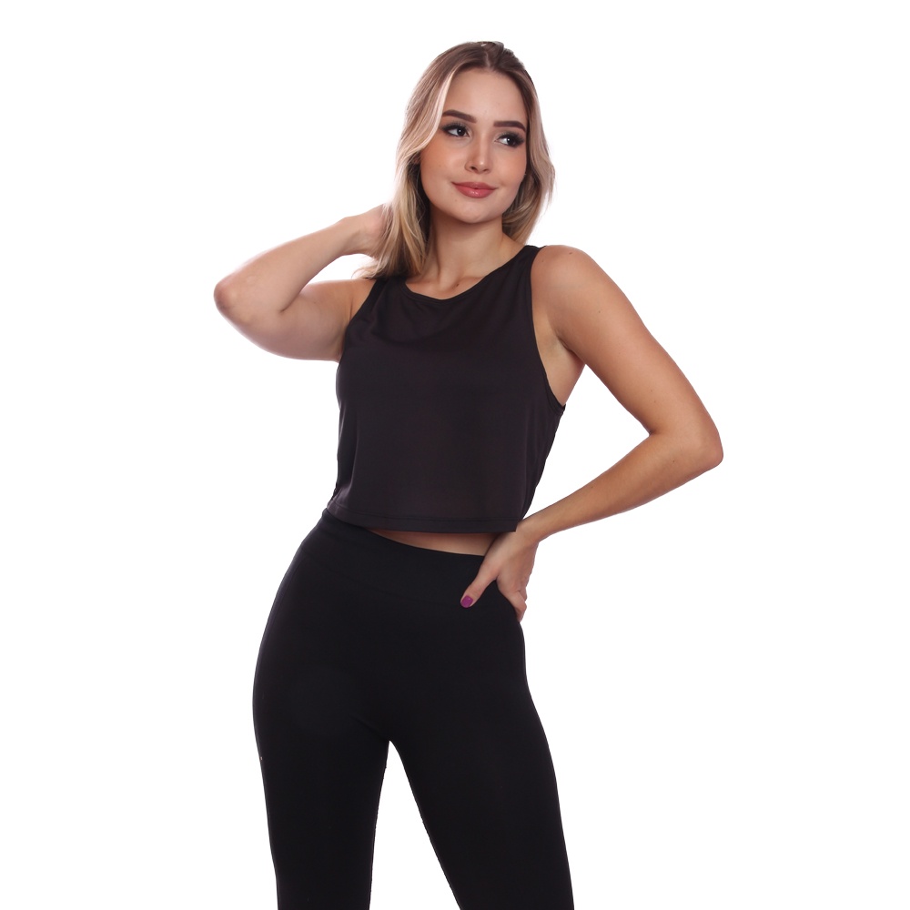Cropped Regata Cavado Good Look Dry Fit Proteção Solar UV Feminino Fitness Academia Treino Blusinha Confortável