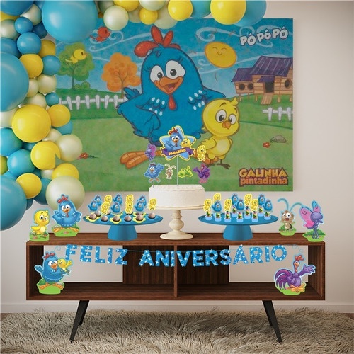 Kit Festa Fácil Galinha Pintadinha aniversário criança menina menino infantil decoração painel Só um bolinho - Piffer