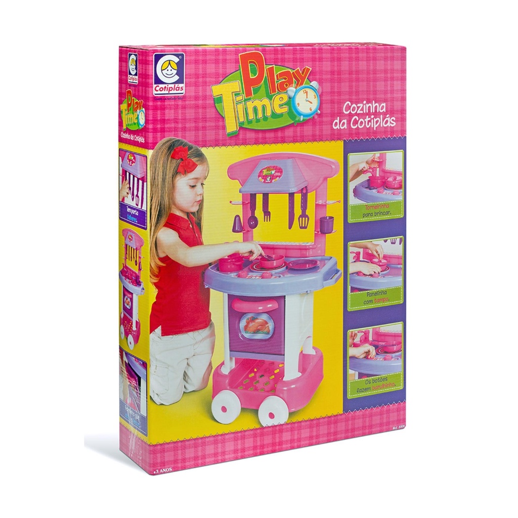 Brinquedo Cozinha Play Time 71cm em Plástico com Forninho que Abre e Fecha e Acessórios Cotiplas - 2008 em Oferta na Shopee