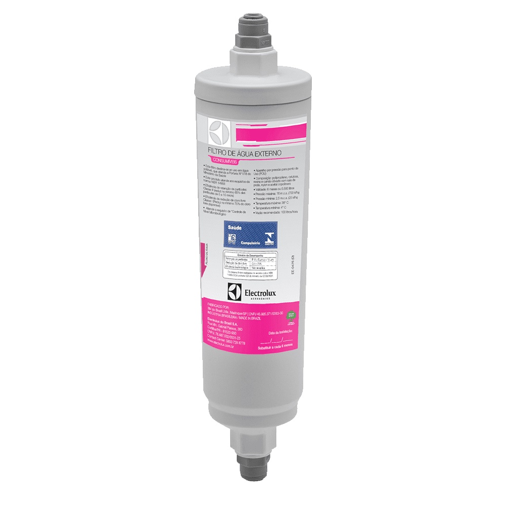 Refil Filtro de Água Externo para Refrigerador Side By Side Electrolux SS90X, SS91X, SS72X, SS72B, SH72X, SH72B, SH70X, SH70B