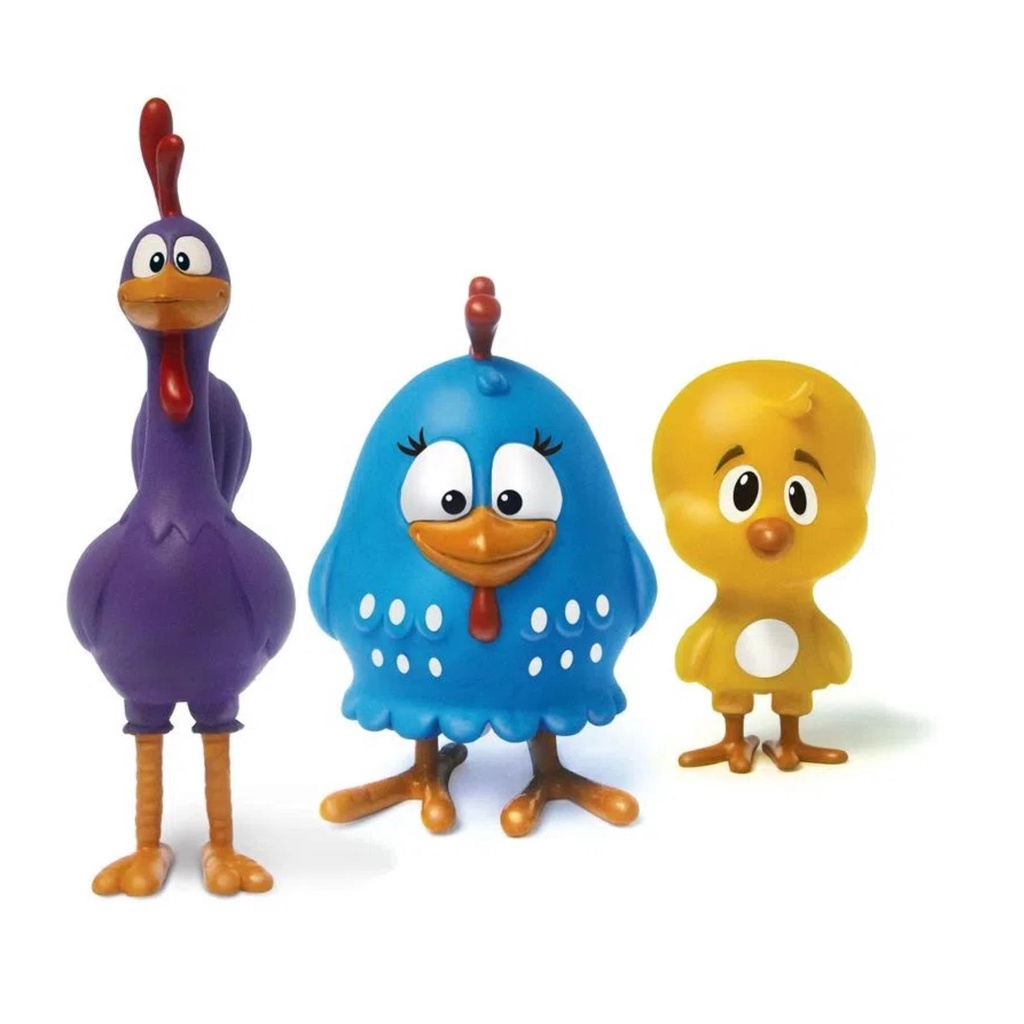 Brinquedo Infantil Família Galinha Pintadinha com 3 Bonequinhos em Plástico Vinil 28cm +18 meses Elka - 1128 em Oferta na Shopee