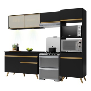 Cozinha Compacta 4 peças com Leds MP2017 Veneza Up Multimóveis Preta