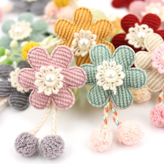 12Pcs 3.2 * 5cm Flores De Pérola Feitas À Mão Apliques Almofadados Para Bricolage Baby Hairpin Headwear Decoração Artesanato Ornamento Acessórios De Vestuário