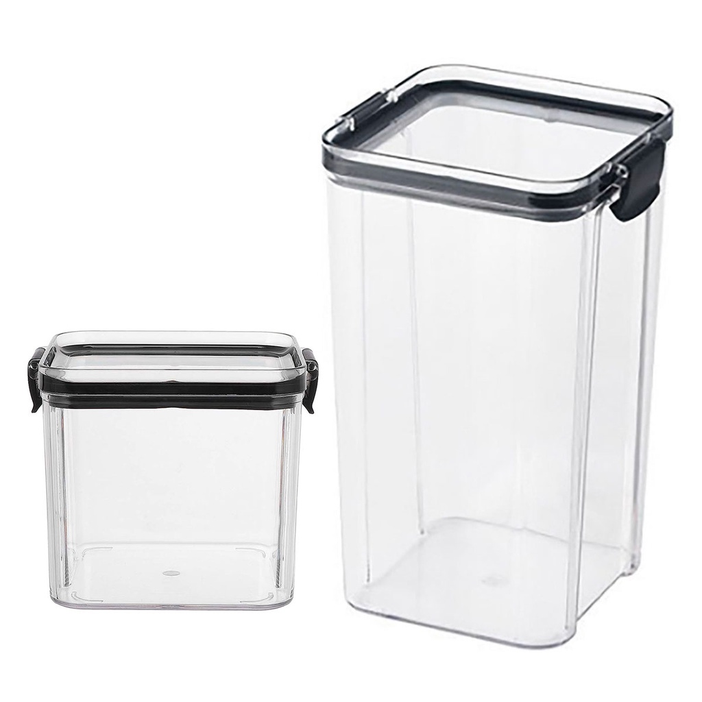 Pote Hermetico Conserva Tampa com Trava kit 2 Unidades Acrilico Transparente Alimento Mantimento Armario Cozinha Resistente Organizaçao Multiuso Empilhavel