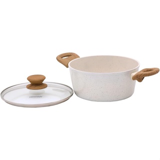 Caçarola Cerâmica Antiaderente Aluminio Fogão Indução 20cm Com Tampa De Vidro em Oferta na Shopee