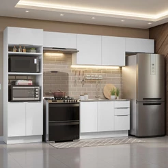 Armário de Cozinha Completa 350cm Branco Stella Madesa 01