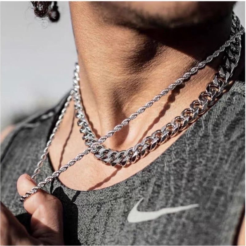 Corrente Trançada Baiana em Aço Inoxidável 316L Masculina/Feminina Dourada e Prateada — imagem 2 de 2