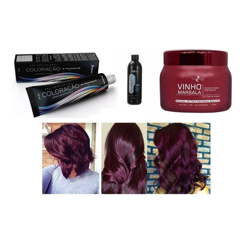 Kit Marsala Mairibel 1 Tinta 1 Matizador 250g 1 Ox 20v 90ml