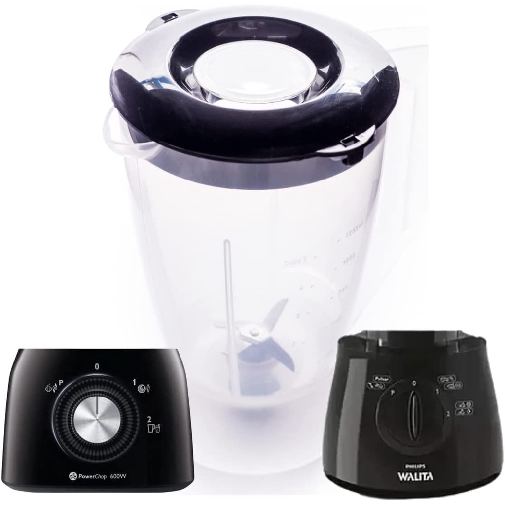 Copo  do Multiprocessador Walita Philips Ri7625 Ri7630 Translucido - Tampa Preta