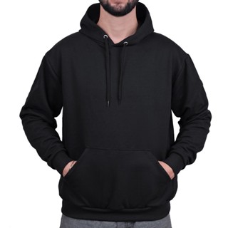 Blusa Moletom casaco blusao de frio liso Com capuz e cordão ajustável Flanelado unissex