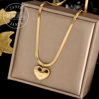 Colar Em Forma De Coração Corrente De Clavícula Feminina Aço Titânio Pingente Simples Ins Wind Snake Chain Necklace