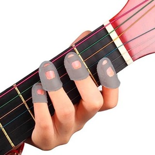 Protetor de dedos para Tocar Violão Guitarra Ukulele Cavaco Baixo Dedal Tamanho Pequeno de Silicone Cinza