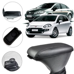 Apoio De Braço Encosto Punto/Linea 2007/2016 Couro Preto