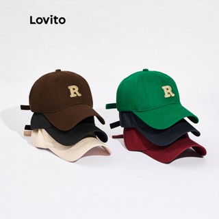 Boné De Beisebol Feminino Lovito Casual Com Estampa De Letras Para Atividades Ao Ar Livre L46LD019 (Verde/Azul Marinho/Preto/Vinho Tinto/Damasco/Café)