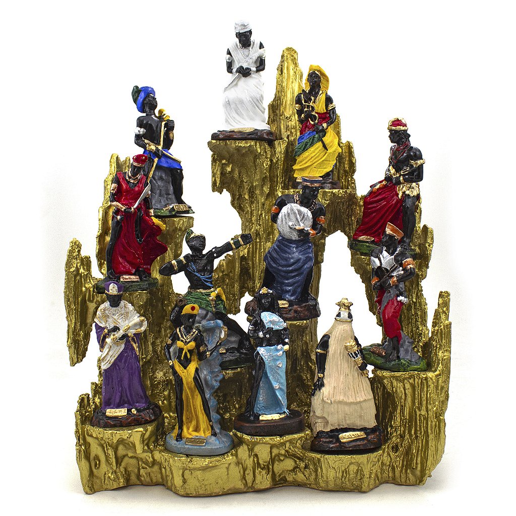 Congá Altar 12 Orixás cor Dourado Resina 32 cm