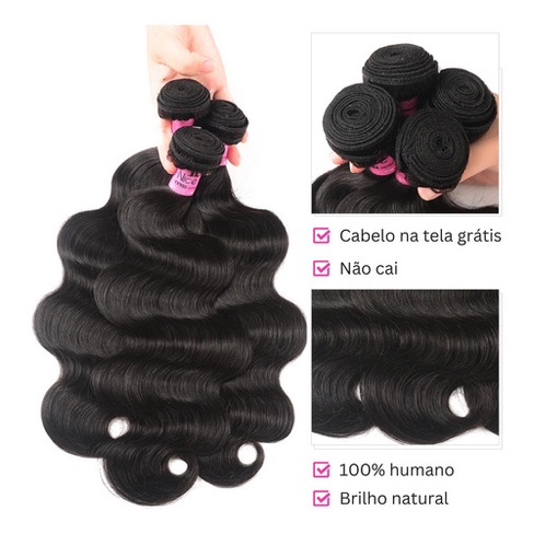 Aplique Cabelo Humano Natural Ondulado Na Tela 65cm - 150g
