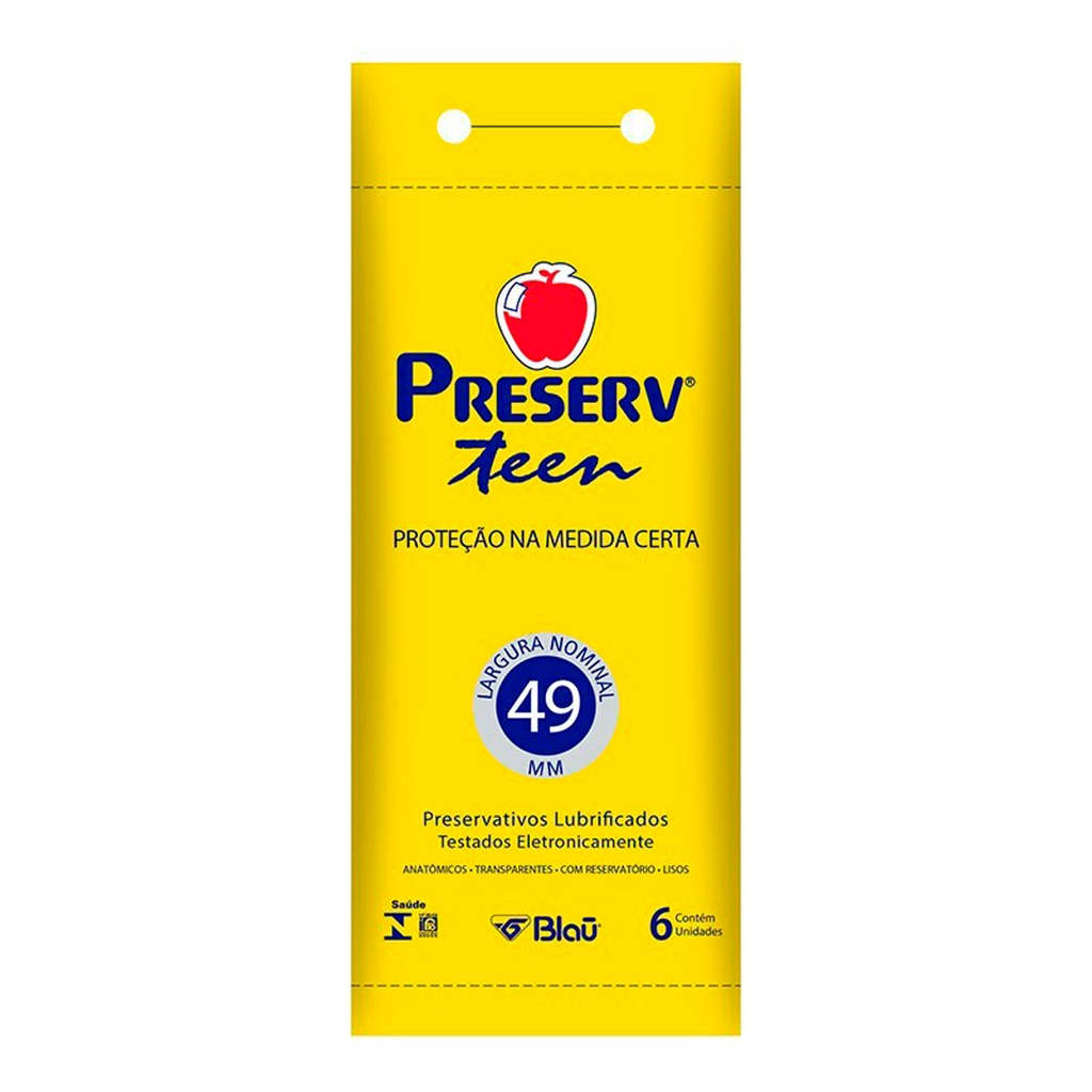 Preservativo 49mm Preserv Teen 6 Unidades Camisinha