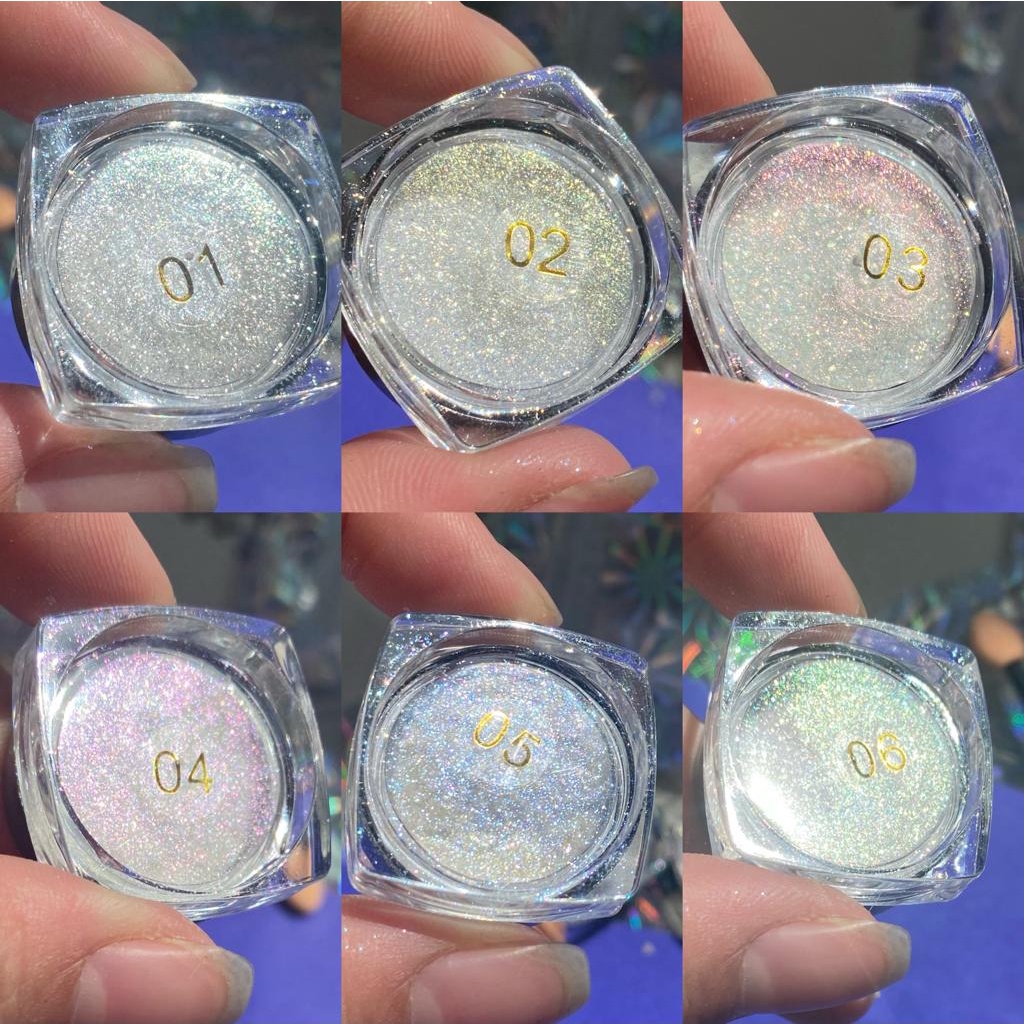 KIT 6 Glitter Sereia Asa Borboleta Unhas Gel Encapsulada Glitter