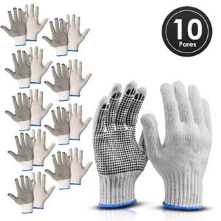 Luva EPI Pigmentada Tricotada Reforçada Segurança 10 Pares em Oferta na Shopee