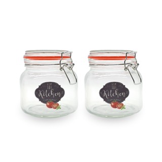 Kit 2 Potes De Vidro Porta Mantimento Café Açúcar Bala Tampa Hermética Kitchen 750 Ml Casambiente