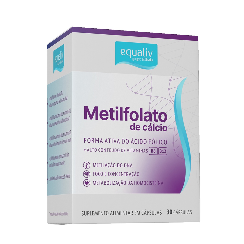 Metilfolato De Calcio Vitaminas B6 e B12 Equaliv 30 Capsulas