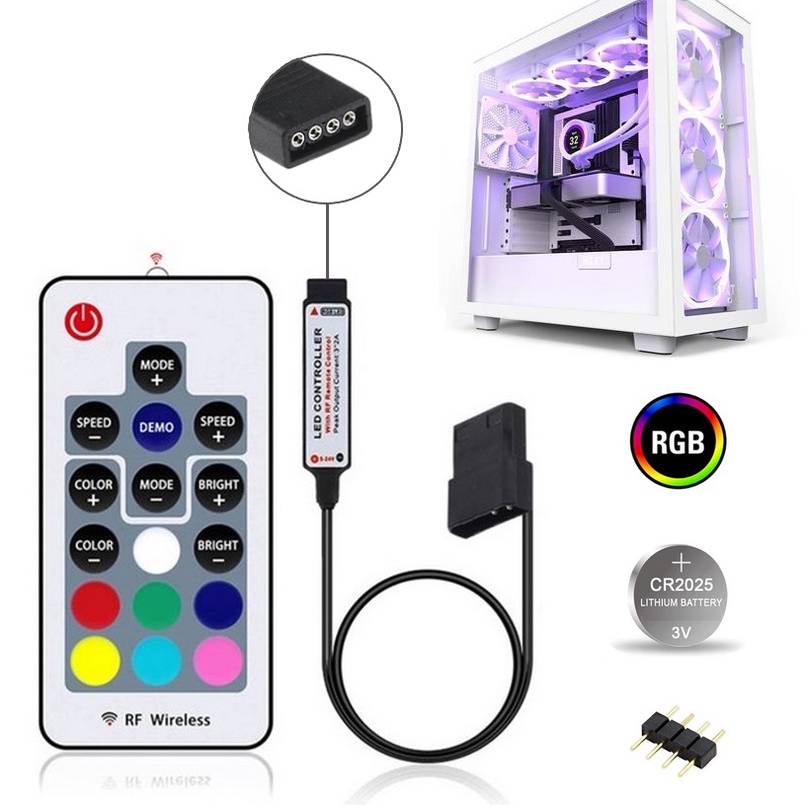 Controladora RGB Cooler Fan 4 Pinos 12V Plug Molex Fonte Controlador RGB Sem Placa Mãe Led 12v 4 Pinos