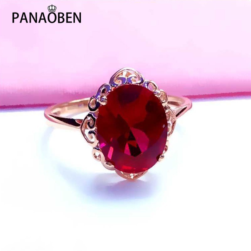 Novo Em 585 Ouro Púrpura Clássico Pedra Gema Vermelha 925 Anéis De Prata Para Mulheres Brilhante Rosa 14K Moda Requintada Jóias Ajustáveis