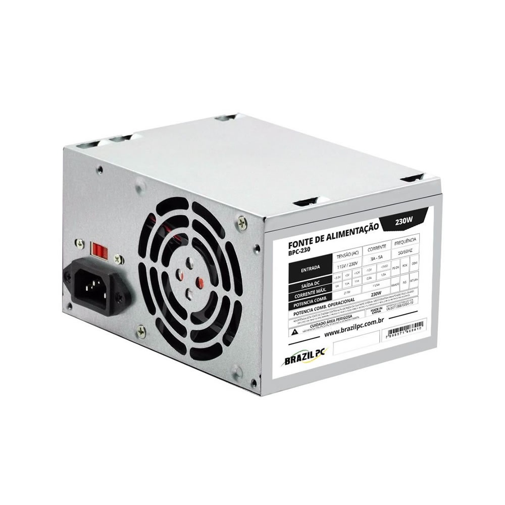 Fonte Atx 230w Brazilpc Real 24 Pinos Bivolt Bpc-230