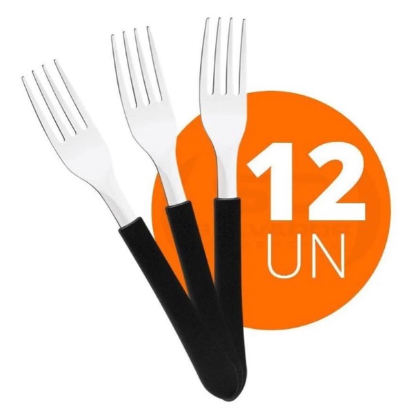 Jogo Kit com 12 Garfo De Mesa Inox Tramontina Leme Preto ou Vermelho em Oferta na Shopee