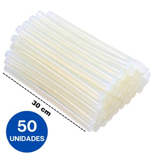 Bastão De Cola Quente 50 Unidades Refil Fino 7mm x 30cm