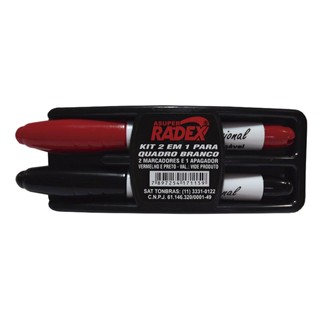 Kit apagador e pincel para quadro branco Preto/Vermelho Radex