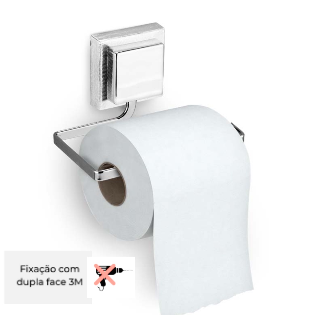 Suporte Porta Papel Higiênico Parede Banheiro Cromado Sem Furo Adesivo Papeleira em Oferta na Shopee
