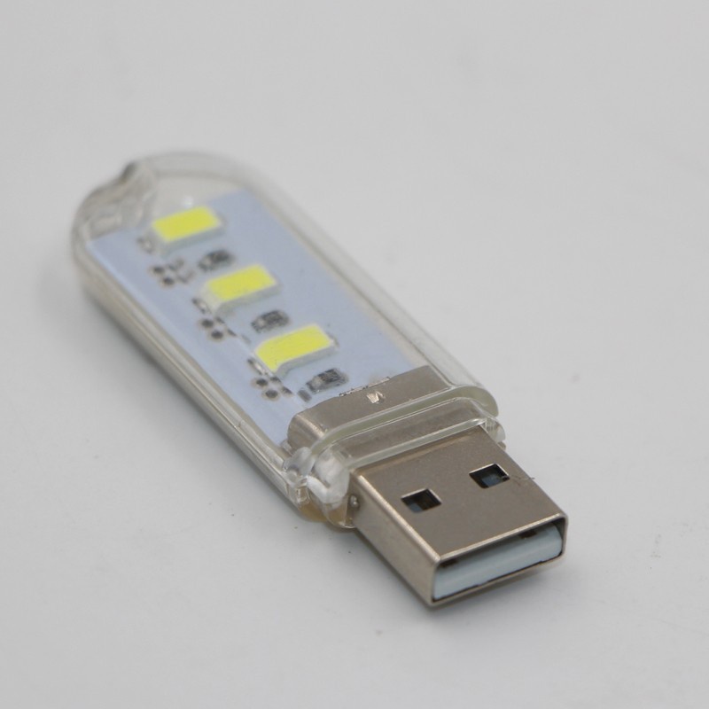 Mini Lâmpada Led Noturna Portátil Usb 3 Led  De Leitura De Mesa