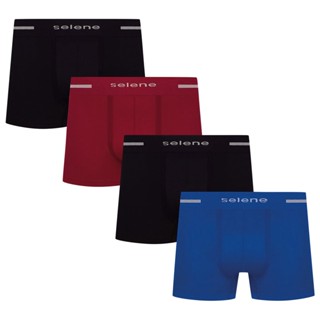 Kit com 4 Cuecas Boxer Adulto Poliamida Sem Costura Selene