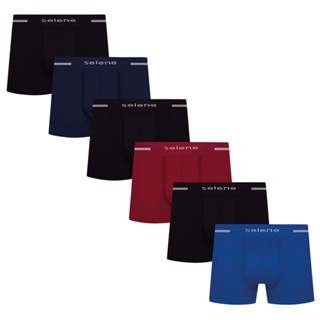 Kit com 6 Cuecas Boxer Adulto Poliamida Sem Costura Selene