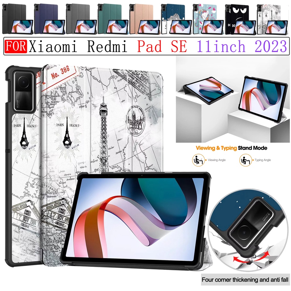 Para Xiaomi Redmi Pad SE 11 Polegadas 2023 Capa De Couro PU Tripla Dura PC